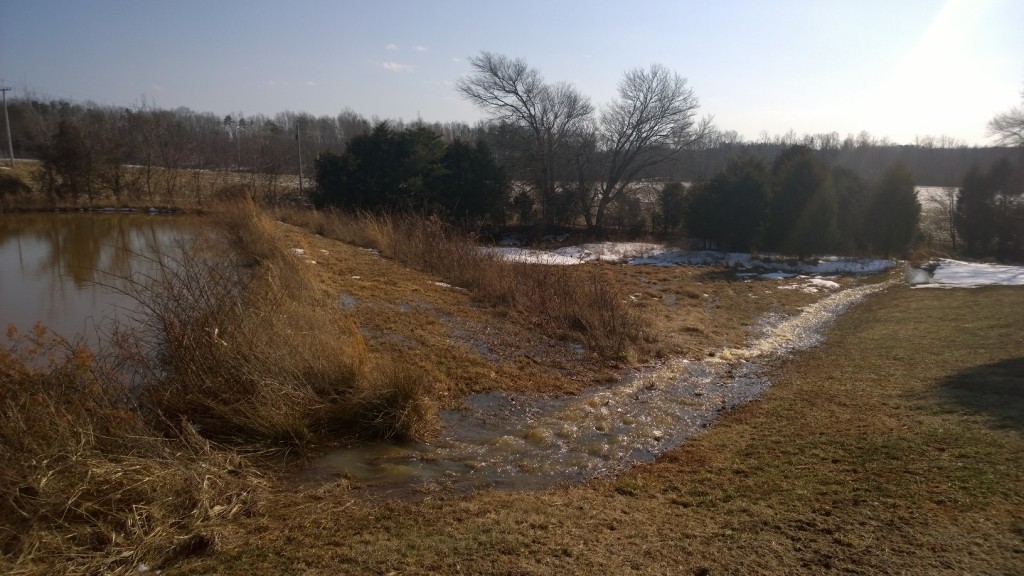 Water topping the dam