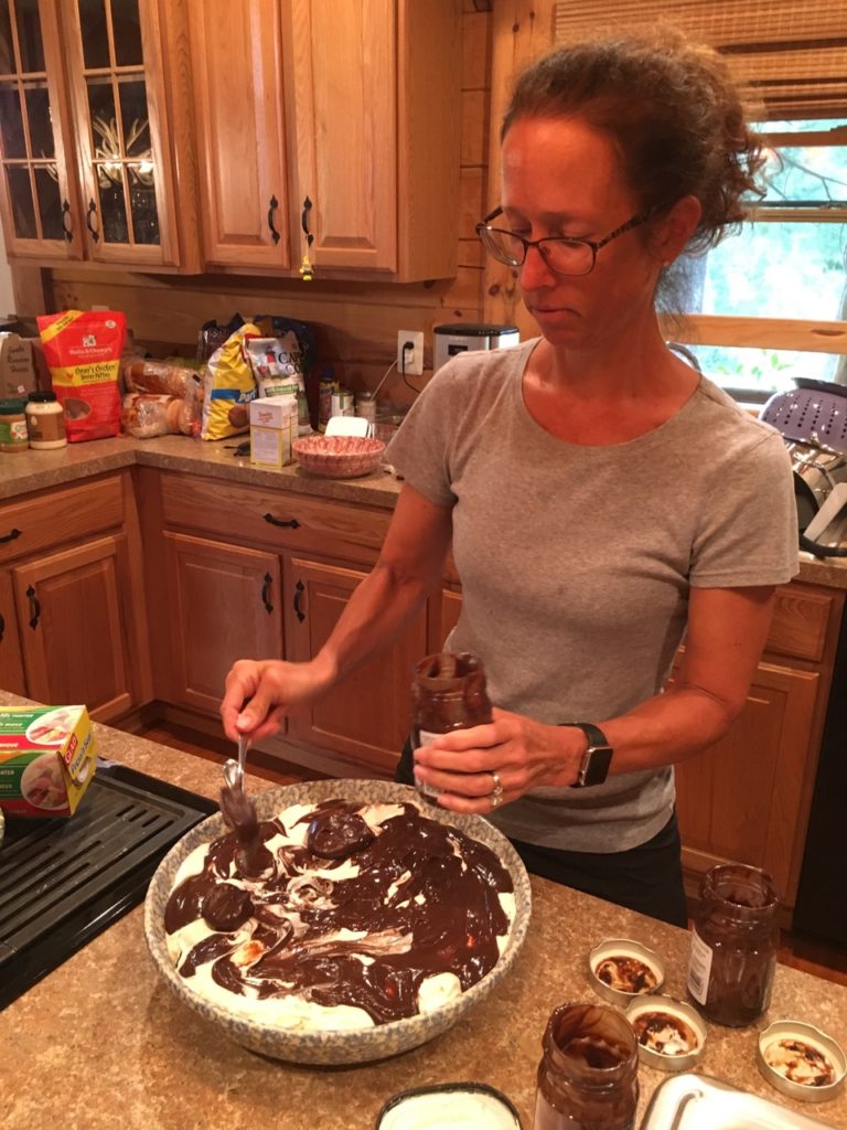 Patty making the monster bday cake