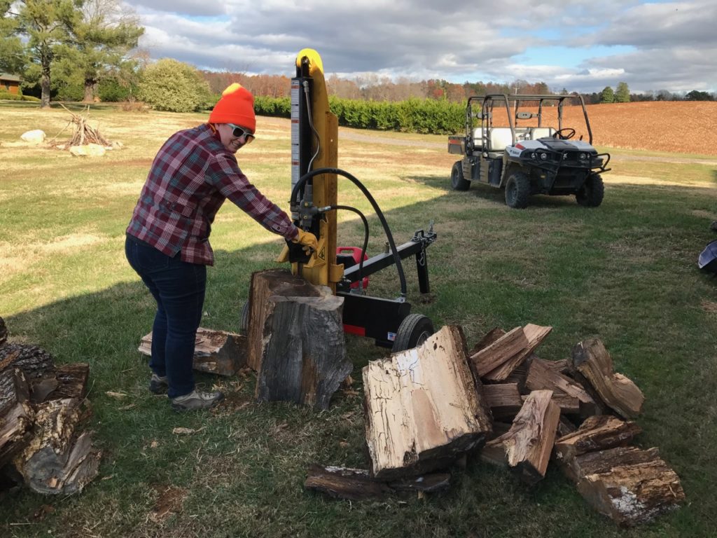 Maddy splitting wood